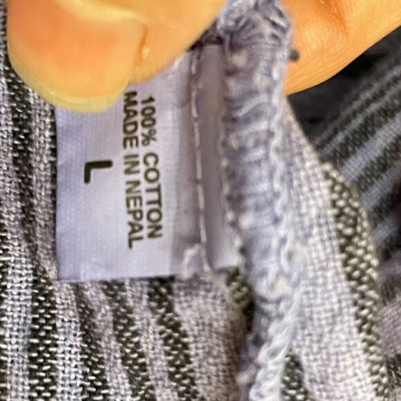 Fair Trade Boho Striped Cotton Cropped Wrap Top with Tie Waist Purple Striped - Picture 8 of 14